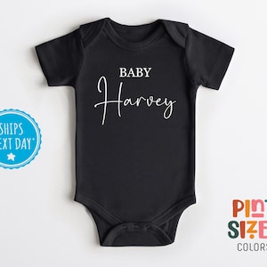 Personalized Baby Name Onesie® - Custom Baby Name Bodysuit - Pregnancy Announcement - Black