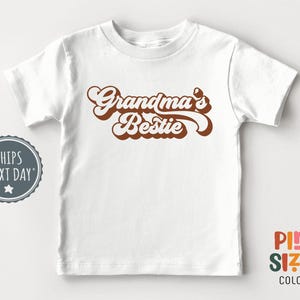 Grandma's Bestie Toddler Shirt - I Love My Grandma Kids Tee - Retro Kids Gift - White