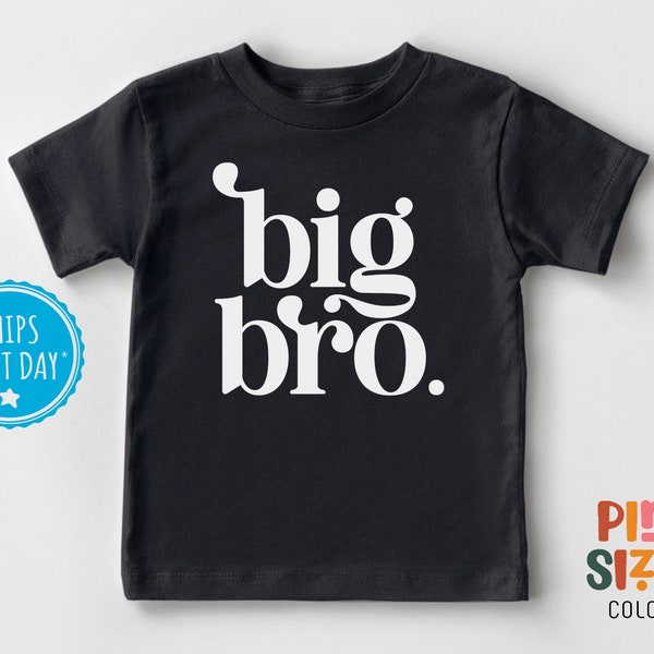 Big Brother Toddler Shirt - Matching Sibling Kids Tee - Vintage Brother Shirt - Black