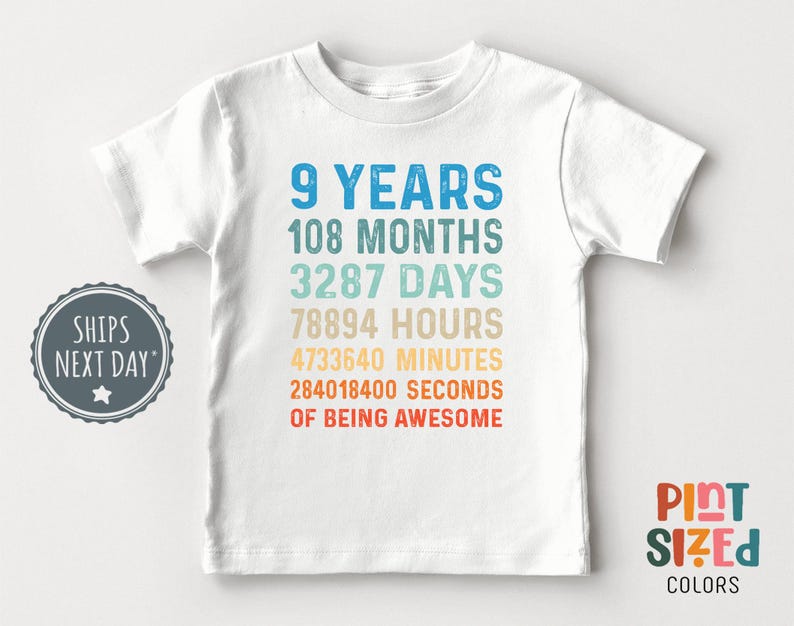 Chemise enfant neuvième anniversaire - Chemise anniversaire 9 ans - T-shirt anniversaire garçon - Noir image 2
