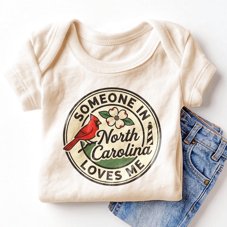 Someone In North Carolina Loves Me Baby Onesie - Cute NC State Pride Bodysuit image 1