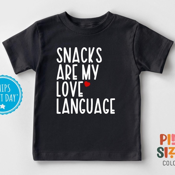 Snacks Are My Love Language Toddler Shirt - Funny Kids Valentine's Day Tee - Minimalist Unisex Kids Shirt - Gray