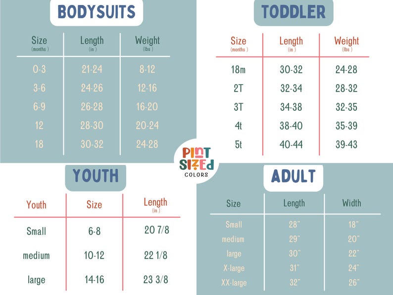 a table that has a chart of body measurements