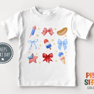 4th of July Shirt Girls Cute 4th of July Toddler Shirt Red White and Blue Independence Day Kids Tee Retro Fourth of July Shirt