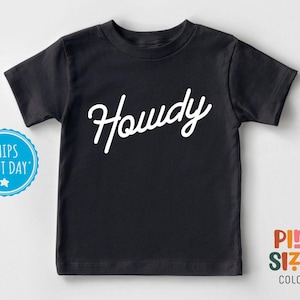 Retro Howdy Toddler Shirt - Cute Western Kids Tee - Vintage Cowboy Shirt - Black