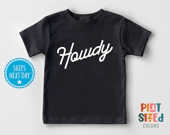Retro Howdy Toddler Shirt - Cute Western Kids Tee - Vintage Cowboy Shirt - Black