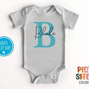 Personalized Boys Name Onesie® - Custom Boys Bodysuit - Cute Baby Gift - Black image 2