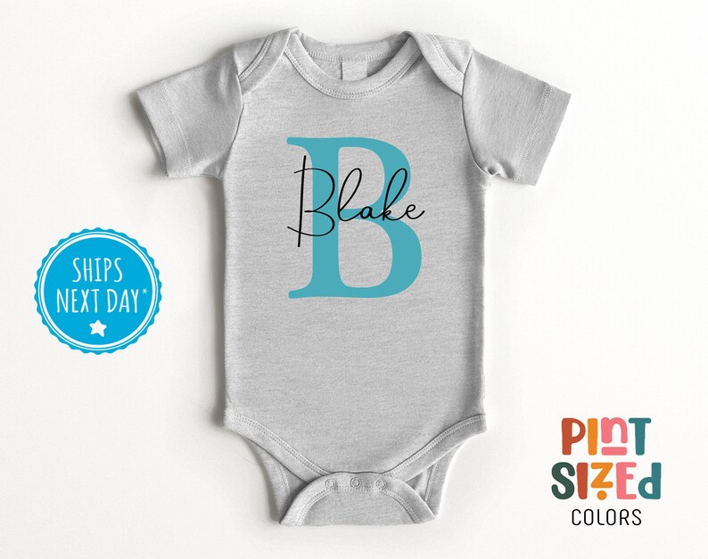 Personalized Boys Name Onesie® - Custom Boys Bodysuit - Cute Baby Gift - Black image 2