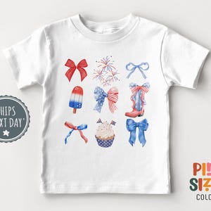 4th July Shirt Girls Cute 4th of July Toddler Shirt Red White and Blue Independence Day Kids Tee Retro Fourth of July Shirt