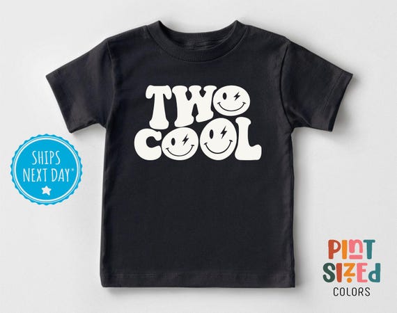 Second Birthday Shirt - Two Cool Toddler Shirt - Retro Second Birthday Boy Tee - 2 Year Old Gift - Black