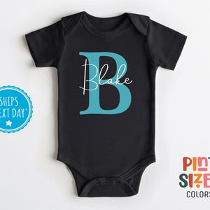 Personalized Boys Name Onesie® - Custom Boys Bodysuit - Cute Baby Gift - Black