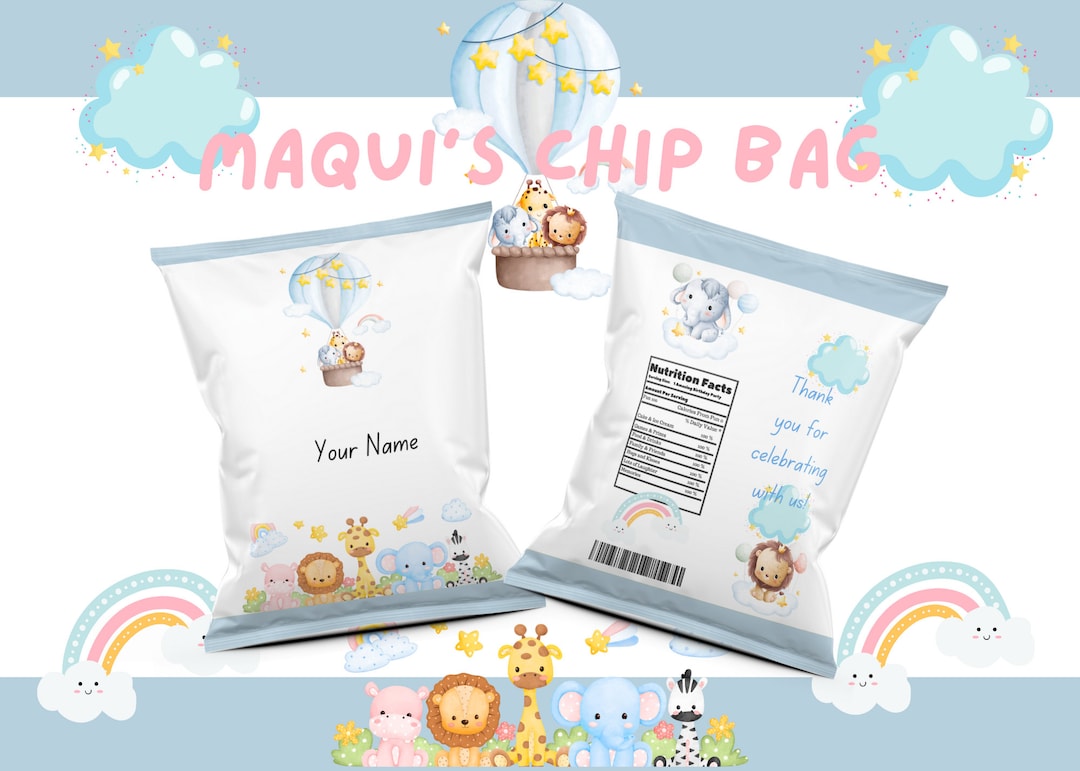 EDITABLE Hot Air Balloon Chip Bag Hot Air Balloon Party Etsy
