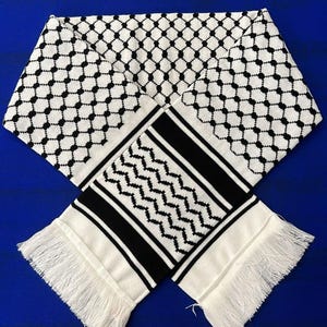 Écharpe Keffieh Palestine Originale - Foulard Arabe Unisexe En Coton - Look Camouflage Blanc