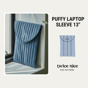 Puffy Laptop Sleeve 13 inch | Quilted Bag | Sewing Pattern | Laptop Case Pattern PDF