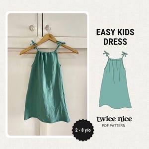 Girls Tent Dress Sewing Pattern: Beginner Kids Adjustable Straps (PDF)