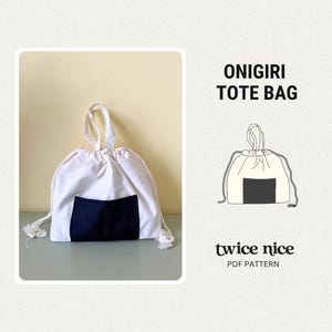 Onigiri Tote Bag | Sewing Pattern |  Lunch Bag | Drawstring Pouch Pattern PDF