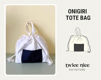 Onigiri Lunch Bag Sewing Pattern: Drawstring Pouch PDF
