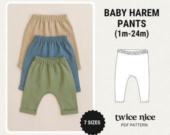 Easy Baby Pants Sewing Pattern: Beginner Elastic Waist Bottoms (PDF Pattern, 0-24 months)