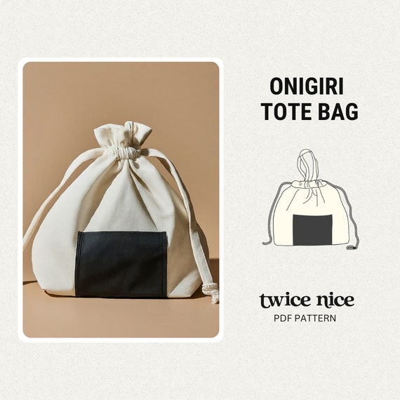Onigiri Tote Bag Sewing Pattern Lunch Bag Drawstring Pouch Pattern PDF Etsy