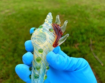 Premium-Muschelwasser-Ozean-Oktopus-Glaspfeife 5 Zoll, wunderschönes, einzigartiges Sammlerstück
