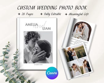 Wedding Magazine Template - Photo Book -  Canva Editable Photo Album - Digital File