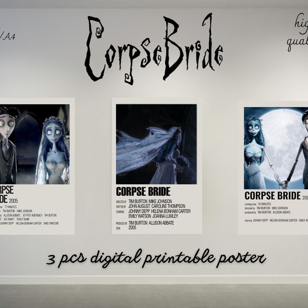 Corpse Bride digital printable wall art / corpse bride poster / tim burton digital art / victor van dort / gothic poster