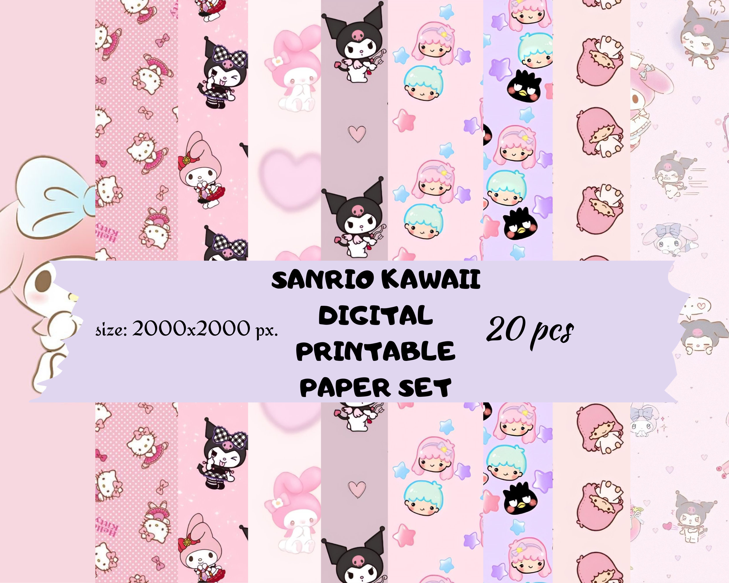 Sanrio Digital Paper Set Kawaii Digital Papers Cute Kuromi / My M