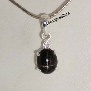 Black Star Diopside Pendant: Handmade 925 Sterling Silver Necklace