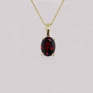 14k gold Natural Garnet Pendant Necklace, Red Garnet Necklace, Handmade Pendant, Oval Garnet Gemstone, Mothers Day Gifts