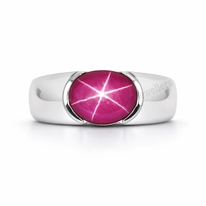 Sterling Silver Star Sapphire Men's Ring: Lindy Star Cabochon