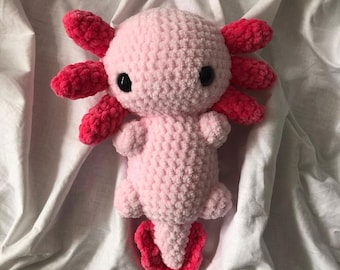Patrón de ganchillo de felpa Ajolote / Ajolote rosa Amigurumi / Ajolote Amigurumi / Lindo animal de ganchillo / Patrón de ganchillo Amigurumi / Ajolote bebé