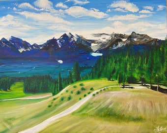 Original Landscape Acrylic Realistic Painting on Canvas Board Mountain Painting Scenery Summer Decor Wall Art Nature Home Decor Art Gift