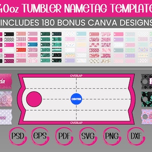 40oz Tumbler Nametag Template | Blank Tumbler Wrap Name Template | Personalized Tumbler Template 40 oz Nameplate