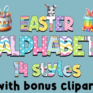 Easter Alphabet Bundle PNG , Doodle Easter PNG Letters, Numbers & Accessories, Easter Sublimation Design, Easter Font