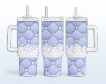 Blue Glam 40oz Tumbler Design, Full Wrap Tumbler, Glitter Tumbler PNG, 40oz  Glam Quencher PNG, Sublimation Tumbler Design
