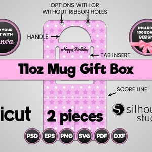 11 oz Mug Box Template, Gift Box Mug Template, 11oz Mug Box Template, Sublimation Mug Box Template