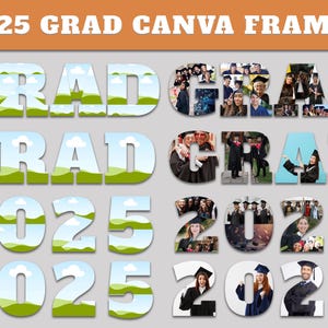 Graduation 2025 Canva Photo Frames - Drag and Drop Photo Sublimation Template PNG