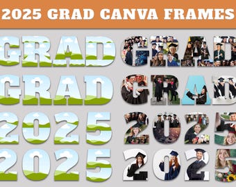 Graduation 2025 Canva Photo Frames - Drag and Drop Photo Sublimation Template PNG