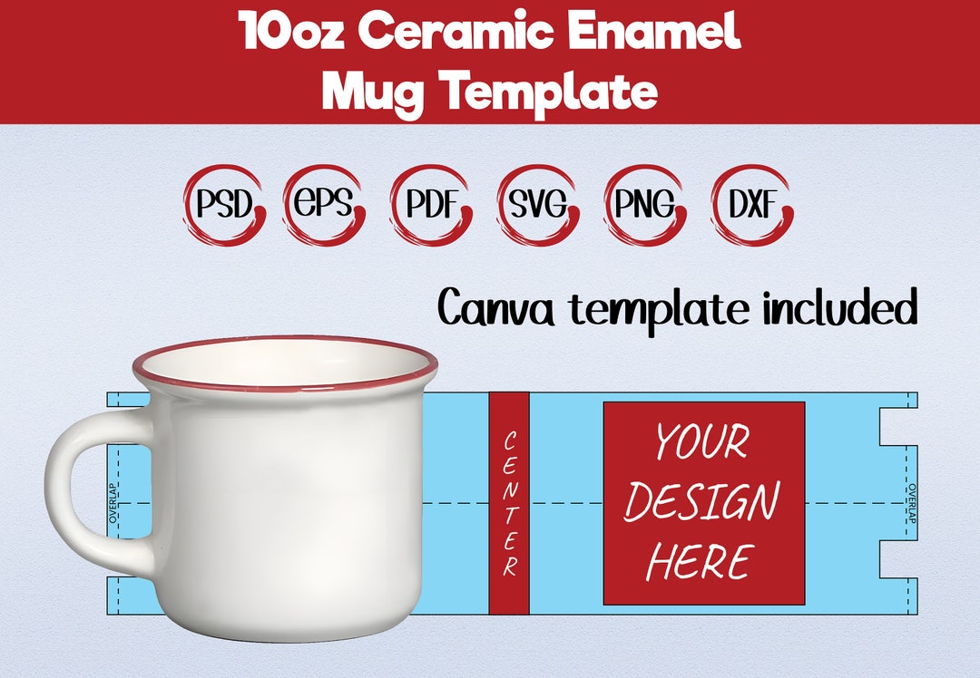 Ceramic Enamel Mug Template 10oz Camping Mug Template Enamel Etsy