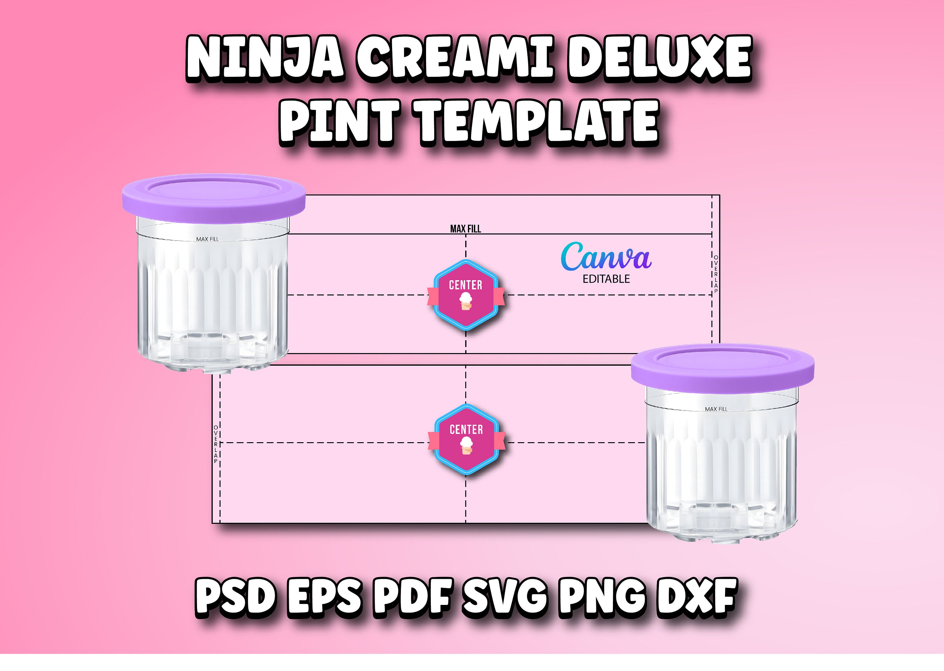 Ninja Creami Deluxe Container Template, Creami Pint Container
