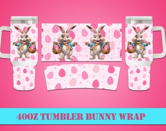 Easter Bunny Tumbler Design, 40oz Tumbler Easter Design, Bunny Sublimatie Wrap, Volledige Wrap Template, Easter Tumbler, 3D Easter Bunny Design