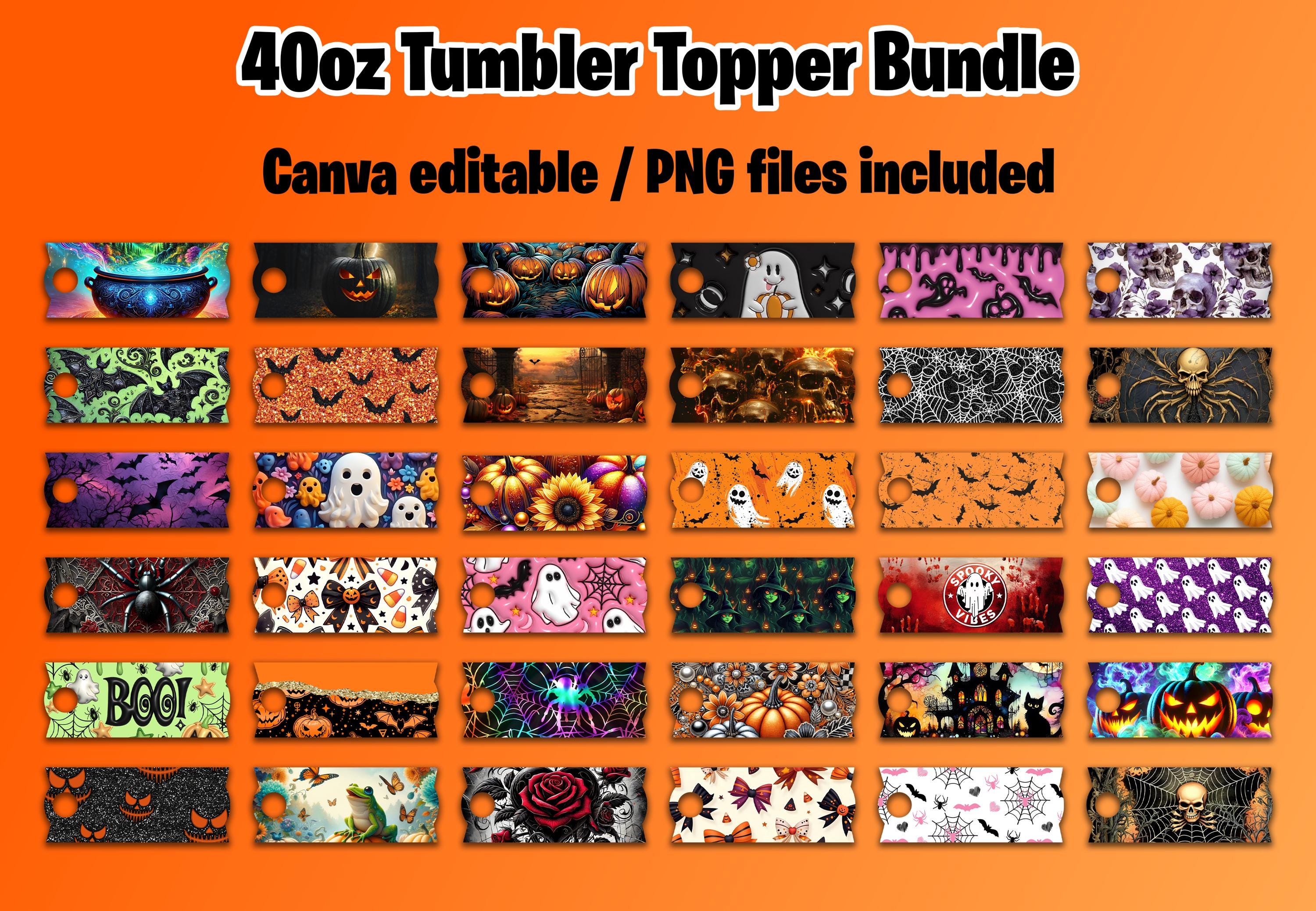40oz Stanley Tumbler Halloween Topper Bundle, 40oz Nametag Bundle, 40oz Tumbler Toppers