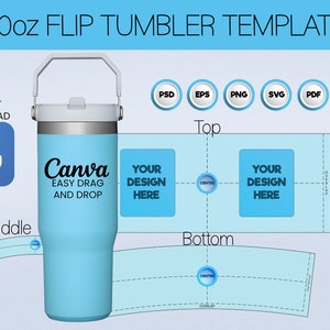 30oz Tumbler Template | Flip Straw 30oz Tumbler Wrap Template | 30oz Quencher Template