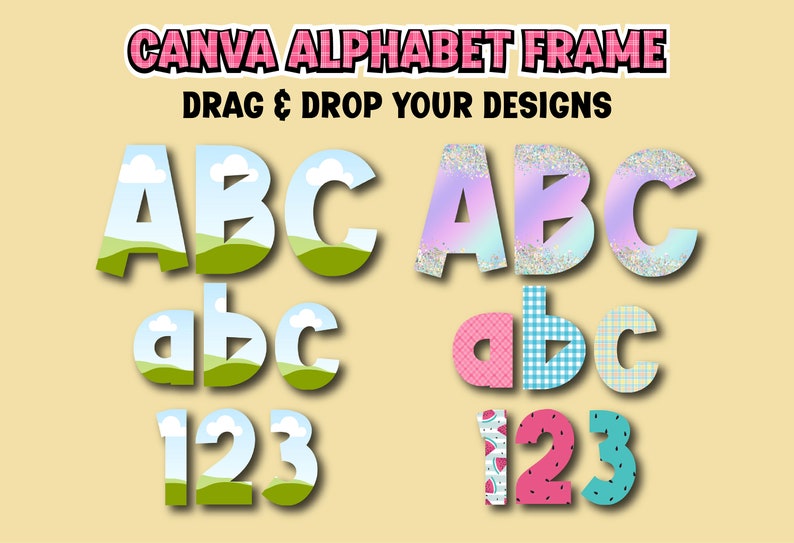 Canva Alphabet Frame, Doodle Alphabet Letters, Numbers & Accessories ...
