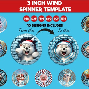 3 Inch Wind Spinner Sublimation Template, Christmas Wind Spinner Bundle, Christmas Ornament Bundle, Sublimation Christmas Designs