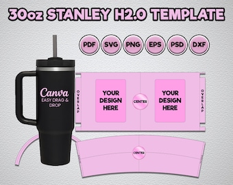 Stanley H2.0 30oz Template | 30oz Flowstate Tumbler Wrap Template | 30oz Quencher Template