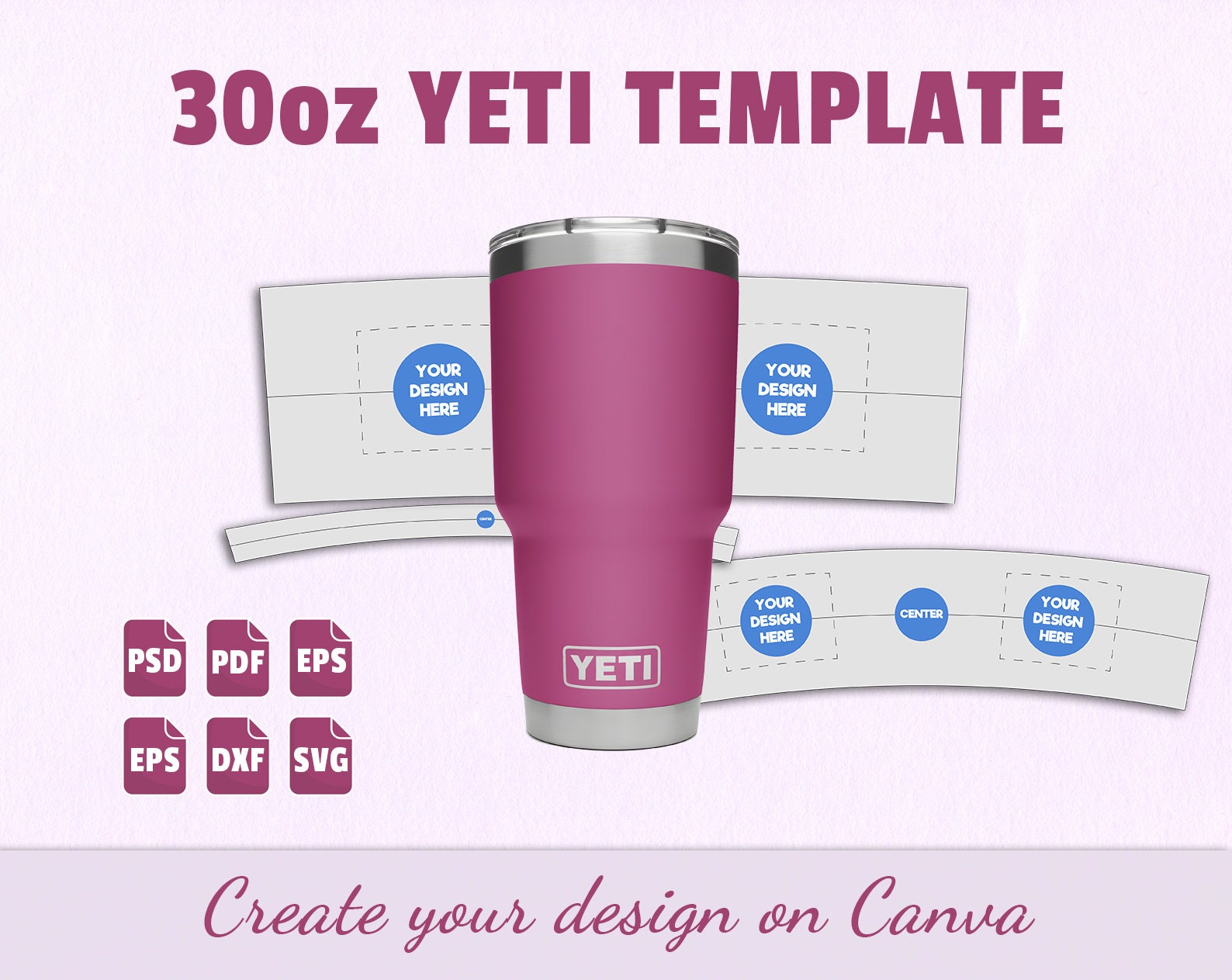 YETI Rambler 30 oz tumbler template Sublimation full wrap