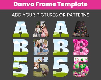 Canva Alphabet Frames - Drag and Drop Photo Template PNG