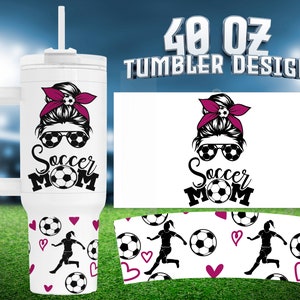 40oz Tumbler Template | Pink Soccer Mom Tumbler Cup | 40 oz Tumbler Design | Sublimation Design PNG | Mom Life Tumbler | Soccer Tumbler