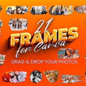 Canva Photo Frame Bundle - Drag and Drop Photo Sublimation Template PNG